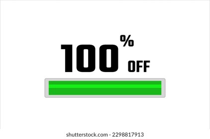 100% de descuento. Banner con barra de carga, color verde y gris, fondo blanco y fuente negra.