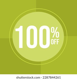 100 percent off Discount for big sales with balloon on green background