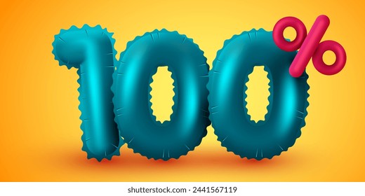 100 percent Off. Discount creative composition. Mega Sale. Vector illustration.