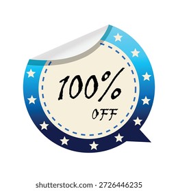100 Percent Off Message Sticker Sale Badge
