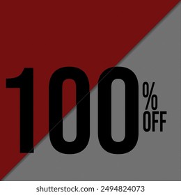 100 percent off, with red and gray noise background