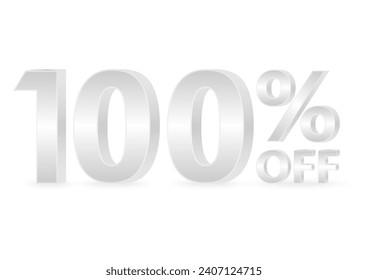 100% or 100 Percent Off Sale Discount. 100% for Banner, Poster or Advertising. Vector Illustration. 