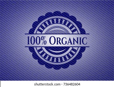 100 percent Organic badge with jean texture