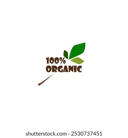 100 Percent Organic Food Logo. Vector illustration. Healthy food business label design. Nature product and nutrition.
