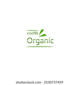 100 Prozent Bio-Lebensmittel-Logo. Vektorgrafik. Design für gesunde Lebensmittel-Business-Labels. Naturprodukt und Ernährung.