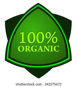 100 Percent Organic Green Sticker, Vector Illustration isolated on White Background. 