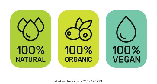 100 percent organic olive oil label with oil drop symbol