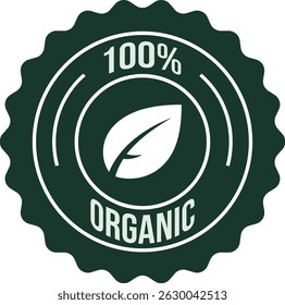 100 percent organic product label green leaf, Set 100% Natural and organic Product Vector Icon Circle Sign. Healthy Food Emblem. Organic food Badge.