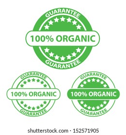 100 percent organic stamp, sticker, tag, label, sign, symbol isolated on white background. Vector illustration