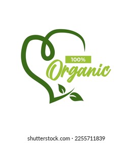 100 Percent organic text in love vector illustration