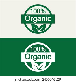 100 percent organic vector logo design. Can use for label, badge, print, flyer, banner, web, element infographic-vector 