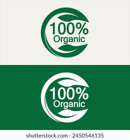 100 percent organic vector logo design. Can use for label, badge, print, flyer, banner, web, element infographic-vector 