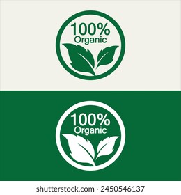 Diseño de logotipo de Vector 100% orgánico. Puede utilizar para la etiqueta, la insignia, la impresión, el folleto, el Anuncio, el Web, el elemento infográfico-Vector 
