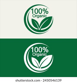 100 percent organic vector logo design. Can use for label, badge, print, flyer, banner, web, element infographic-vector 