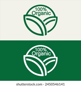 100 percent organic vector logo design. Can use for label, badge, print, flyer, banner, web, element infographic-vector 
