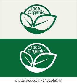 100 percent organic vector logo design. Can use for label, badge, print, flyer, banner, web, element infographic-vector 