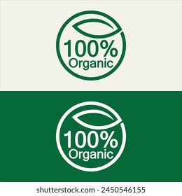 100 percent organic vector logo design. Can use for label, badge, print, flyer, banner, web, element infographic-vector 