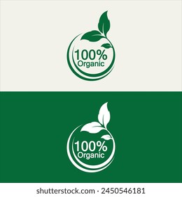 100 percent organic vector logo design. Can use for label, badge, print, flyer, banner, web, element infographic-vector 