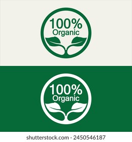 100 percent organic vector logo design. Can use for label, badge, print, flyer, banner, web, element infographic-vector 