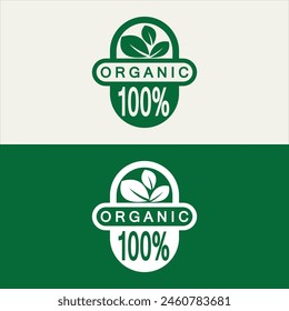 100 percent organic vector logo design. Can use for label, badge, print, flyer, banner, web, element infographic-vector 