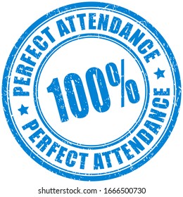 100 Percent Perfect Attendance Vector Stamp