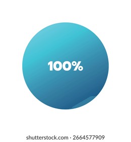 100 percent pie chart. Isolated symbol. Vector gradient element. Infographic sign. Illustration, icon for business, finance, report, web design, download, presentation