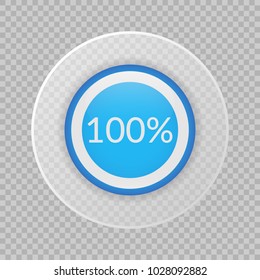 100 percent pie chart on transparent background. Percentage vector infographics. Circle diagram isolated. Business illustration icon for marketing project, finance, financial report, web design
