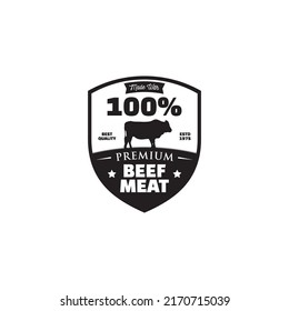 Diseño del logotipo de carne de res de 100% premium. vectores 10