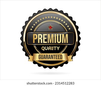 100 Percent premium quality badge with gold ribbon on black background