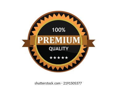 100 percent Premium Quality gold and black classic circle consumer satisfaction rating. Editorial Concept.
