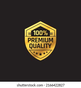 100 percent premium quality shield label gold luxury elegant business icon for product logo design