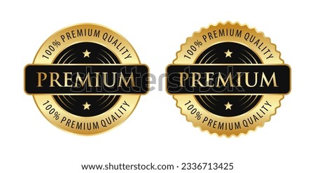 100 percent premium quality vector badges. Luxury black gold labels. For icon, logo, sign, seal, symbol, stamp, sticker. Vector illustration
