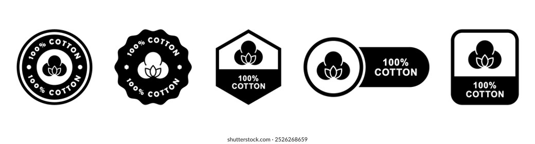 100 percent pure cotton - vector icons for fabric or clothes labeling.