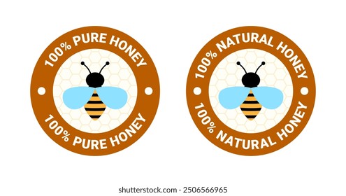 100 Percent Pure Honey Logo and 100 Percent Natural Honey Logo