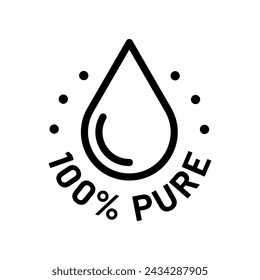 100 percent pure label sticker badge stamp icon, Isolated Transparent Background, 100% pure, vector illustration