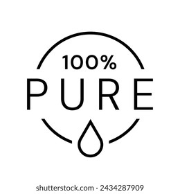 100 percent pure label sticker badge stamp icon, Isolated Transparent Background, 100% pure, vector illustration