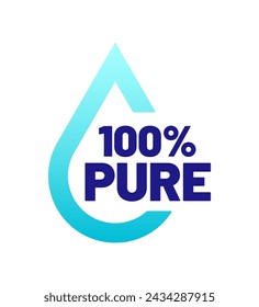 100 percent pure label sticker badge stamp icon, Isolated Transparent Background, 100% pure, vector illustration