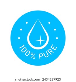 100 percent pure label sticker badge stamp icon, Isolated Transparent Background, 100% pure, vector illustration