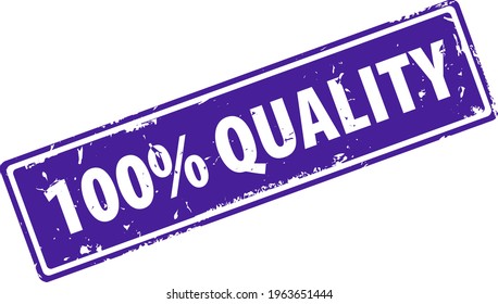 100 percent quality guarantee square filled rubber stamp icon isolated on white background. 100 percent quality control stamp.