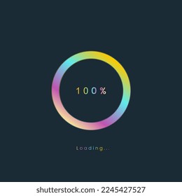100 percent rainbow loading bar, luplouad user interface, colorful Futuristic loading symbol, a loading tap menu UI, use for Download progress, game loading interface design, vector illustration.