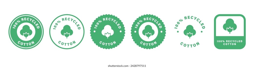 100 Percent Recycled Cotton - set of vector stamps for clothes.