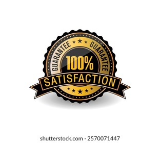 100 Percent satisfaction guarantee golden badge with guarantee text around.