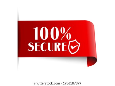 100 percent secure banner template. secure ribbon label.