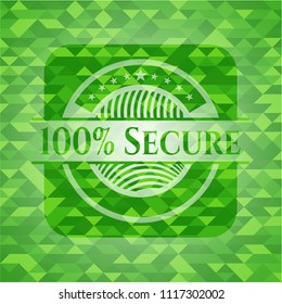 100 percent Secure green mosaic emblem