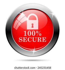 100 percent secure icon. Internet button on white background. 