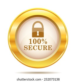 100 percent secure icon. Internet button on white background. EPS10 vector. 