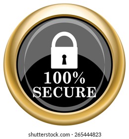 100 percent secure icon. Internet button on white  background. EPS10 Vector. 