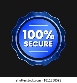 100 Percent Secure Information Security Cyber Protection Badge Vector