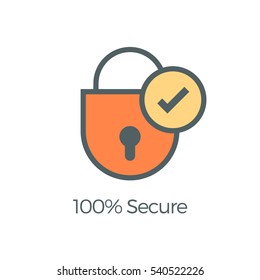 100 Percent Secure Payment Gateway Shopping Web Vector Icon 