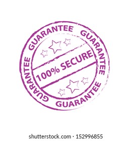 100 Percent Secure Rubber stamp, sticker, tag, label, sign, icon, symbol.